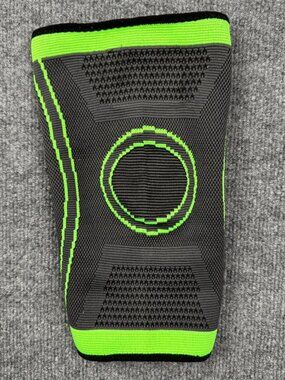 Professional Compression Knee Sleeve - Neon Green & Gray - High Elasticity Suppo